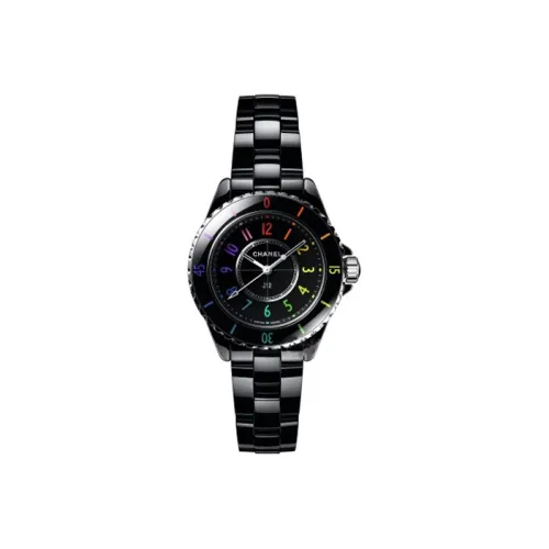 CHANEL J12 Женские часы Кварцевый механизм Керамика Ремешок 33 мм Черный циферблат H7121