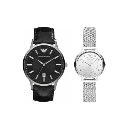 EMPORIO ARMANI Watch Кварцевый механизм Кожаный ремешок 43 мм Черный циферблат Унисекс