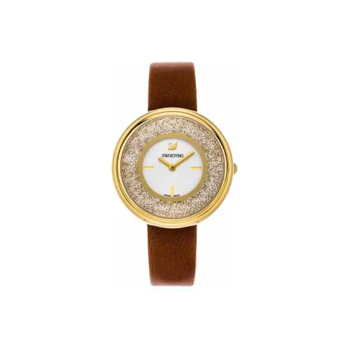 Swarovski Crystalline Pure Collection Женские часы Кварцевый механизм Кожаный ремешок 34 мм Золотистый циферблат