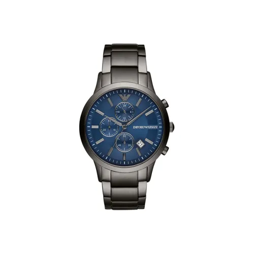 EMPORIO ARMANI Мужские часы Кварцевый механизм Ремешок из нержавеющей стали Синий циферблат