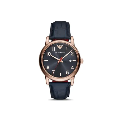 EMPORIO ARMANI Наручные часы Кварцевый механизм Кожаный ремешок Черный циферблат Мужские часы AR11135