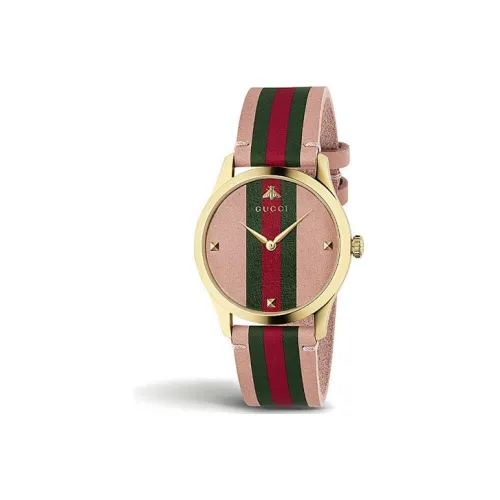 GUCCI G Timeless Collection Women's Watch Кварцевый механизм Кожаный ремешок Золотой циферблат