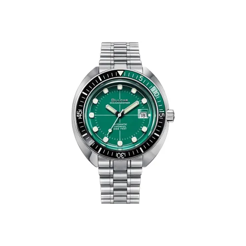 BULOVA Мужские часы Механический механизм Нержавеющая сталь Ремешок 44 мм Зеленый циферблат 96B322