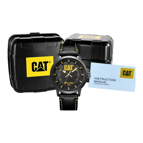 CAT Наручные часы Кварцевый механизм Кожаный ремешок Черный циферблат Мужские часы