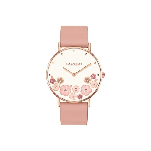 COACH Perry Women's Watch Кварцевый механизм ремень из натуральной кожи белый циферблат