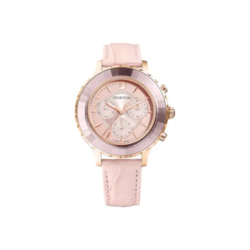 Swarovski Women's Watch Кварцевый механизм ремень из натуральной кожи розовый циферблат