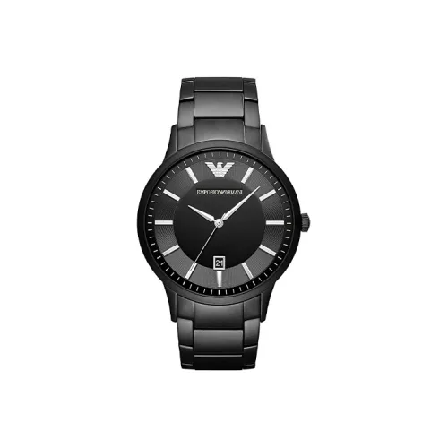 EMPORIO ARMANI Мужские часы Кварцевый механизм Ремешок из нержавеющей стали Черный циферблат Часы AR11184