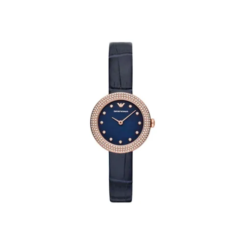 EMPORIO ARMANI Наручные часы Кварцевый механизм Кожаный ремешок Синий циферблат Женские часы