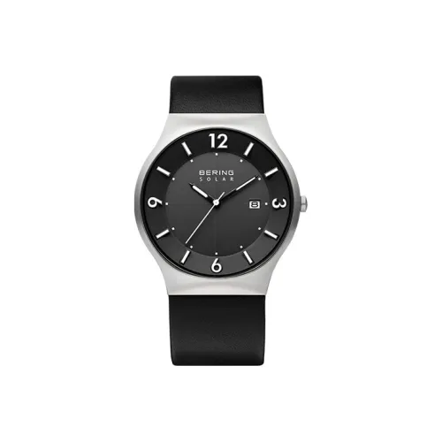 Bering Наручные часы Свет Перезаряжаемые Кварцевый механизм Нержавеющая сталь Ремешок 40 мм Черный циферблат Мужские часы