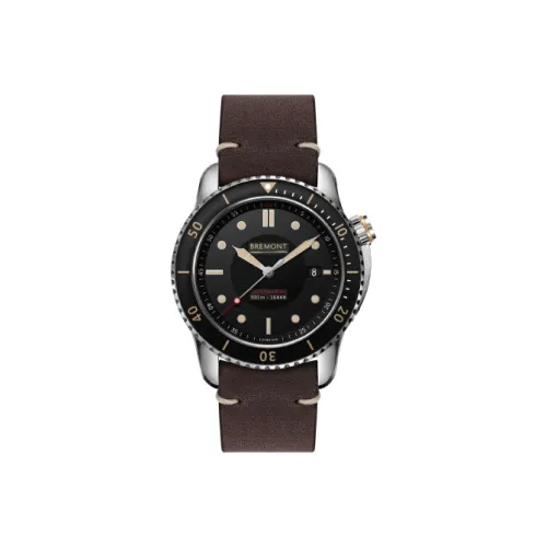 BREMONT Explorer Collection Wrist Watch Автоматический механический механизм Кожаный ремешок 43 мм Черный циферблат Унисекс S501 BK R S