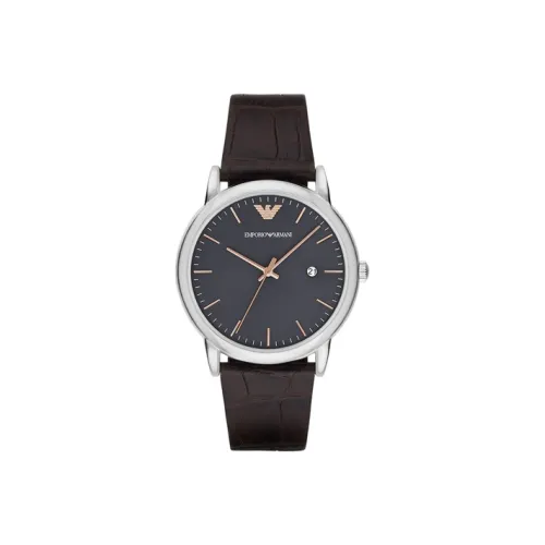 EMPORIO ARMANI Наручные часы Кварцевый механизм Кожаный ремешок 43 мм Синий циферблат Мужские часы