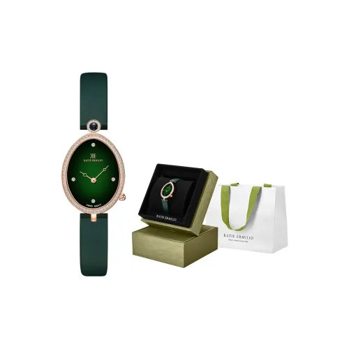 Katie Ermilio Women's Watch Кварцевый механизм ремень из натуральной кожи зеленый циферблат модель KE660809G