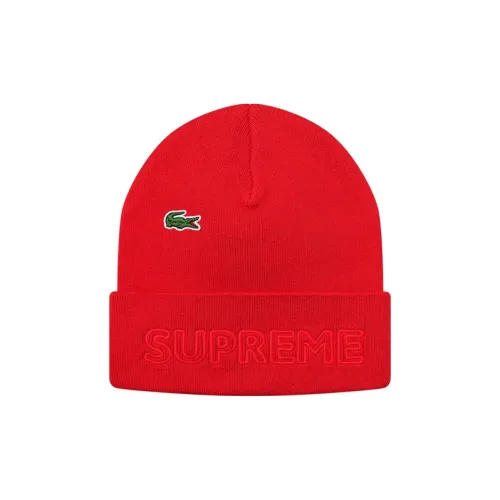 Supreme x Lacoste Кашемировая смесь Шапки-бини Унисекс Красный