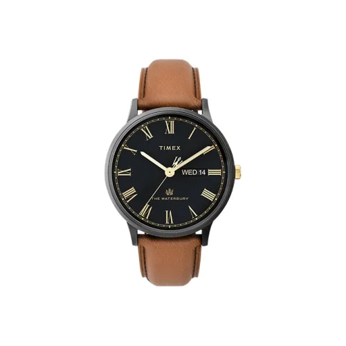 TIMEX WATERBURY Collection Мужские часы Кварцевый механизм Кожаный ремешок 40 мм Черный циферблат TW2U88500