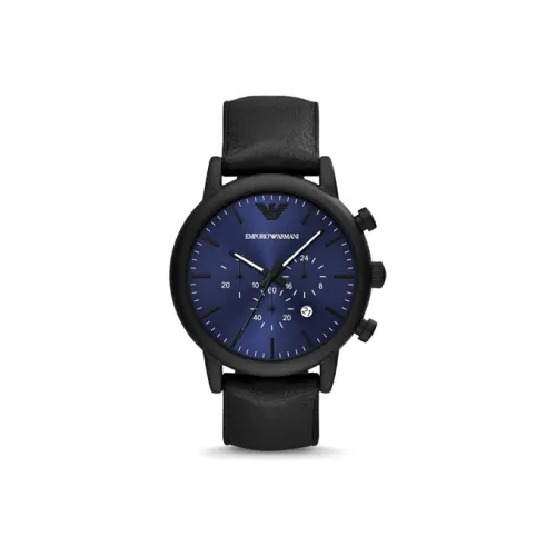 EMPORIO ARMANI LUIGI Наручные часы Кварцевый механизм Кожаный ремешок Синий циферблат Мужские часы