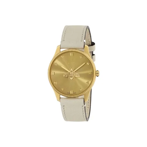 GUCCI G Timeless Collection Женские часы Кварцевый механизм Кожаный ремешок 36 мм Золотистый циферблат