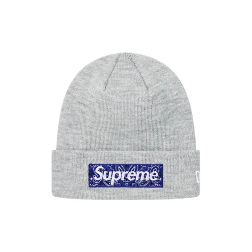 Supreme x New Era Акриловые шапки-бини унисекс серого цвета