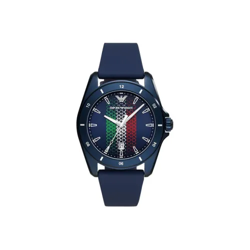 EMPORIO ARMANI Мужские наручные часы кварцевый механизм силиконовый ремешок синий циферблат модель AR11263