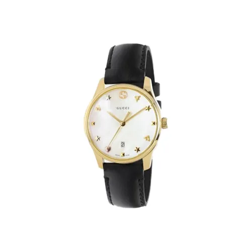 GUCCI G Timeless Collection Women's Watch Кварцевый механизм Кожаный ремешок Белый циферблат