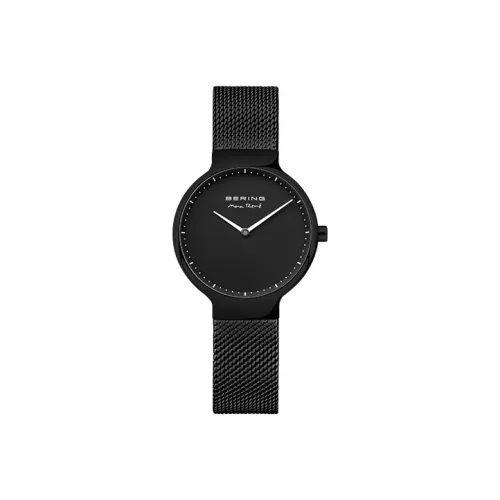 Bering Женские часы Кварцевый механизм Ремешок из нержавеющей стали 31 мм Черный циферблат