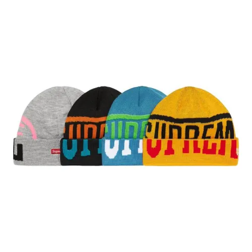 Supreme x New Era Акриловые шапки-бини унисекс серый черный синий желтый