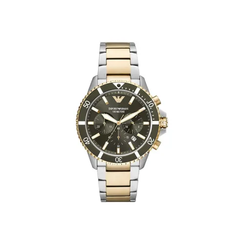EMPORIO ARMANI Мужские часы Кварцевый механизм Ремешок из нержавеющей стали Черный циферблат