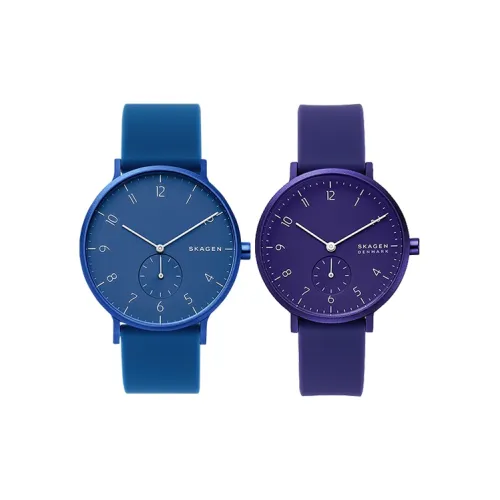 SKAGEN Watch Кварцевый механизм Силиконовый ремешок Синий циферблат Унисекс