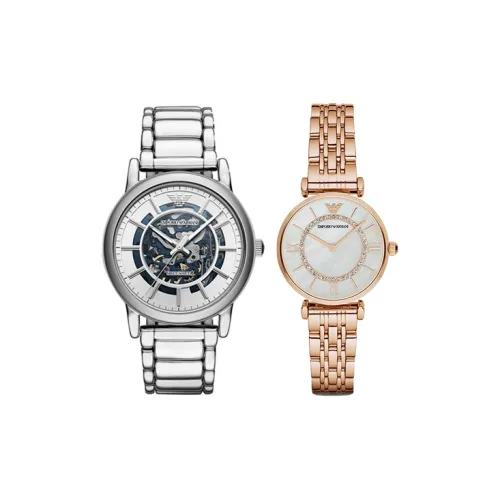 EMPORIO ARMANI Гипсофила Round Watch Dial Collection Наручные часы Кварцевый механизм Ремешок из нержавеющей стали 43 мм