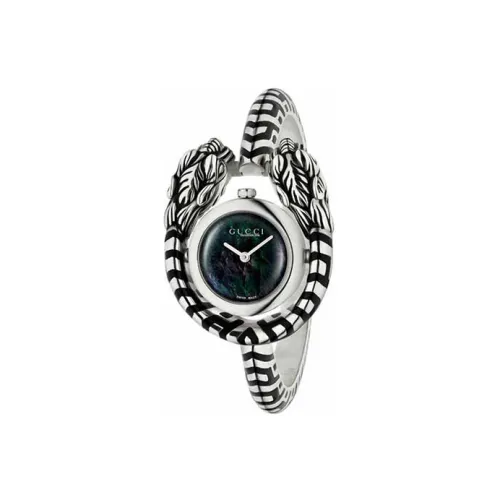 GUCCI Dionysus Silver Collection Женские часы Кварцевый механизм Ремешок из нержавеющей стали 23 мм Черный циферблат