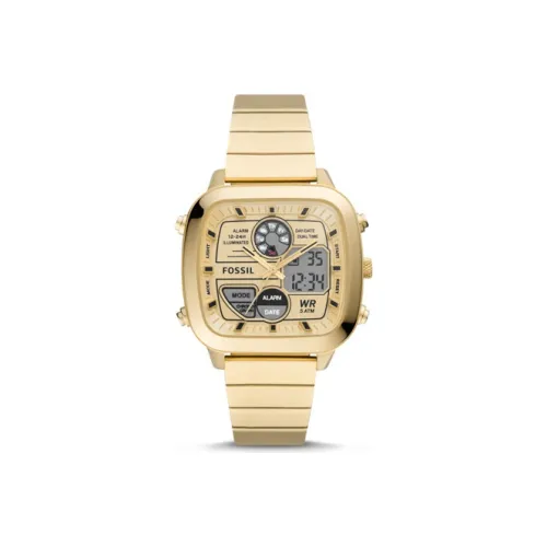 FOSSIL RETROANAD Collection Мужские часы Электронные Механические Нержавеющий стальной ремешок 41 мм Золотой циферблат