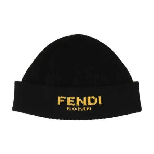 FENDI Хлопок Шапка-бини Черная Унисекс