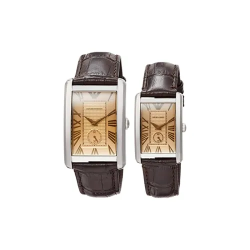 EMPORIO ARMANI Watch Кварцевый механизм Кожаный ремешок Циферблат цвета кофе Унисекс