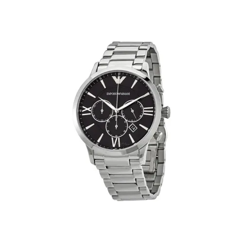 EMPORIO ARMANI Мужские часы Кварцевый механизм Ремешок из нержавеющей стали Черный циферблат Часы AR11208