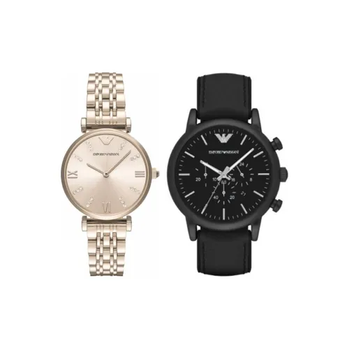 EMPORIO ARMANI Коллекция парных наручных часов Кварцевый механизм Золотой циферблат Унисекс