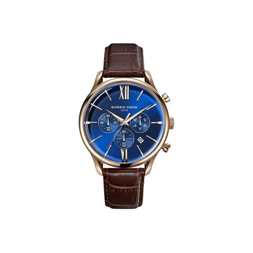 GIORGIOFEDON1919 Серия The Magician Наручные часы Кварцевый механизм Натуральная кожа Ремешок Синий циферблат Мужские часы GFCB005