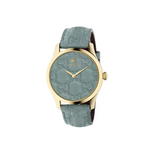 GUCCI G Timeless Collection Часы Кварцевый механизм Кожаный ремешок 38 мм Синий циферблат Унисекс