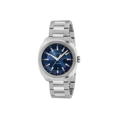 GUCCI GG2570 Мужские часы Кварцевый механизм Ремешок из нержавеющей стали Синий циферблат