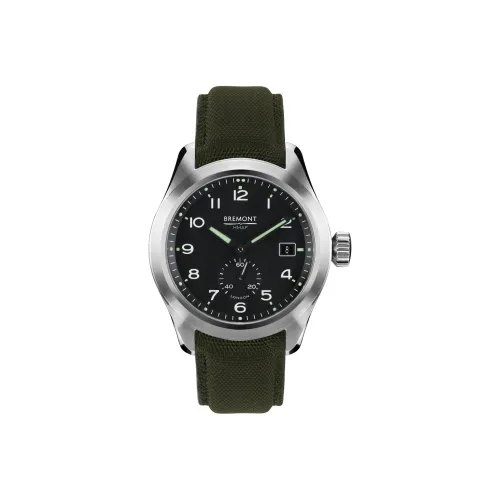 BREMONT Royal Escort Collection Наручные часы Автоматический механический механизм Холст Ремень Черный циферблат Унисекс BROADSWORD R S