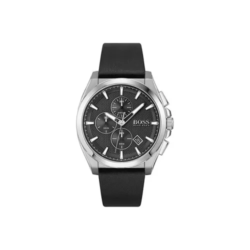 Hugo Boss Hugo Boss GRANDMASTER Collection Часы Кварцевый механизм Кожаный ремешок 46 мм Черный циферблат