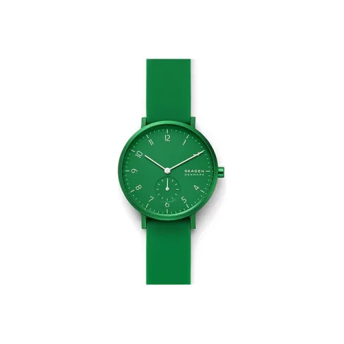 SKAGEN Cool Play Collection Женские часы Кварцевый механизм Силиконовый ремешок 36 мм Зеленый циферблат