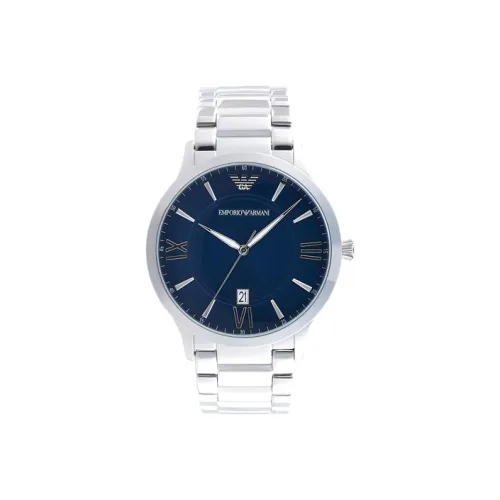 EMPORIO ARMANI Мужские часы Кварцевый механизм Ремешок из нержавеющей стали Синий циферблат Часы AR11227