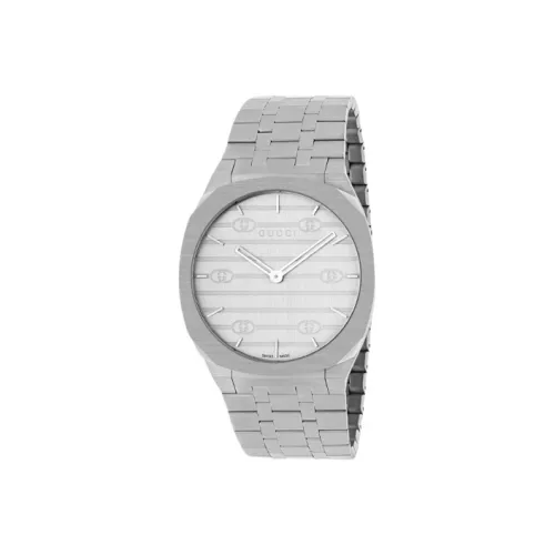 GUCCI 25H Collection Кварцевые часы механизм ремешок из нержавеющей стали 38 мм серебристый циферблат унисекс