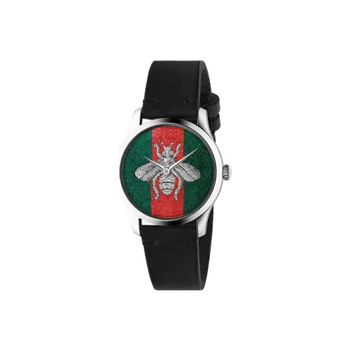 GUCCI G Timeless Collection Кварцевые часы Кожаный ремешок Черный циферблат Унисекс