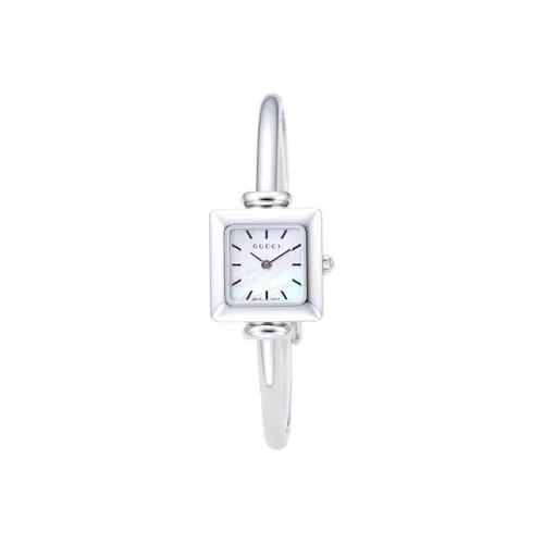 GUCCI Frame Series Женские Кварцевые Наручные Часы Стальной Ремешок Белый Циферблат