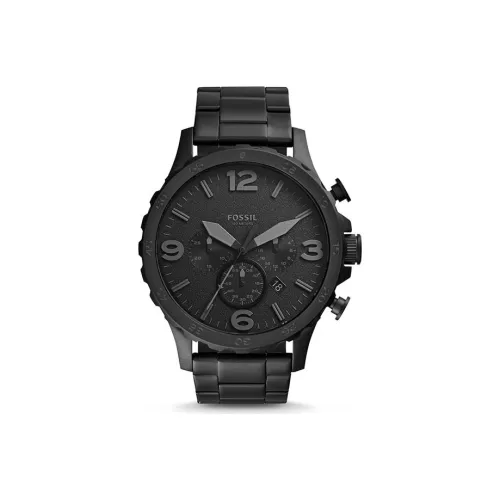FOSSIL Наручные часы Кварцевый механизм Ремешок из нержавеющей стали Черный циферблат Мужские часы
