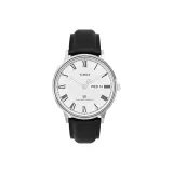 Чёрный ремешок, белый циферблат