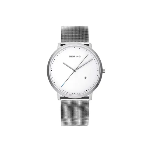Bering Мужские часы Кварцевый механизм Ремешок из нержавеющей стали Белый циферблат
