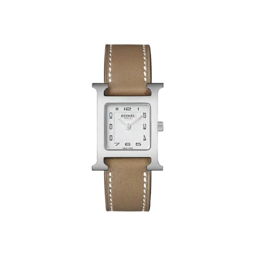 HERMES Heure H Collection Женские часы Кварцевый механизм Естественная кожа Ремешок Белый циферблат W036709WW00