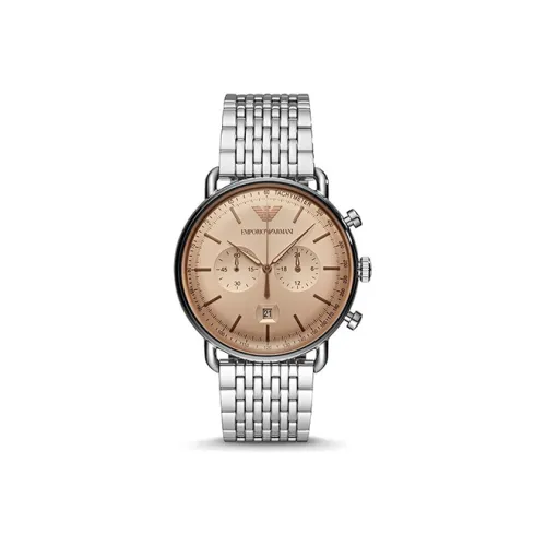 EMPORIO ARMANI Кварцевый механизм Мужские THREE Eye Хронограф Часы 43 мм Кофейного цвета