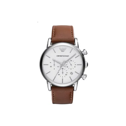 EMPORIO ARMANI Наручные часы Кварцевый механизм Кожаный ремешок Белый циферблат Мужские часы AR1846